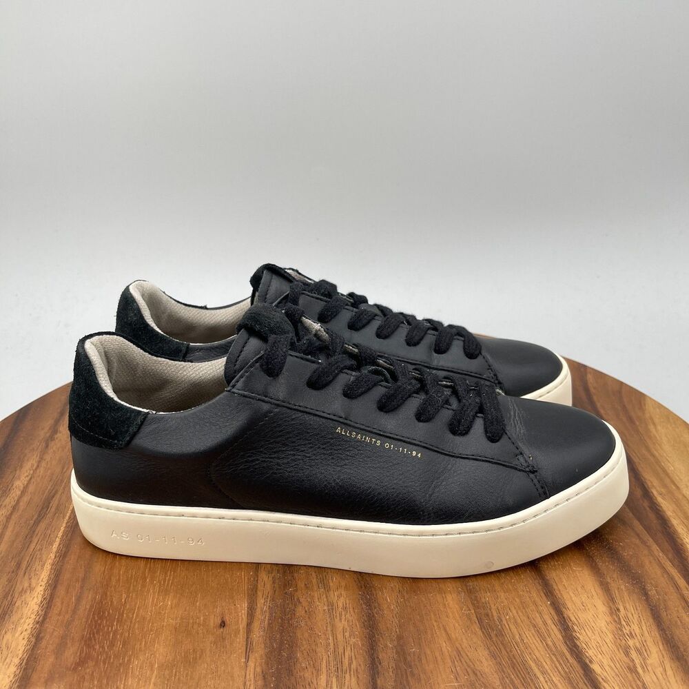 AllSaints Shana Shoes Womens Size 10 Black Leather Casual Walking Sneakers
